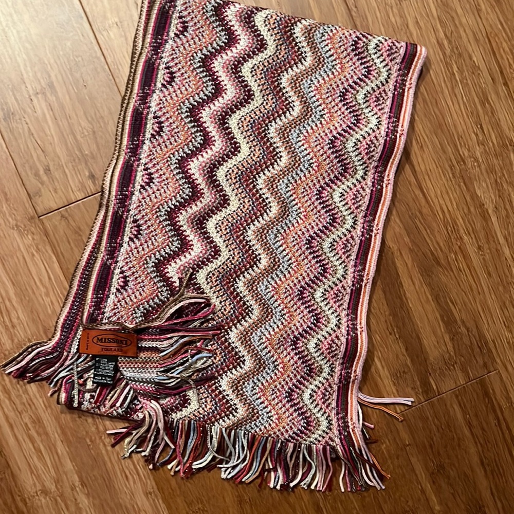 Missoni shawl scarf multicolor with metallic silver